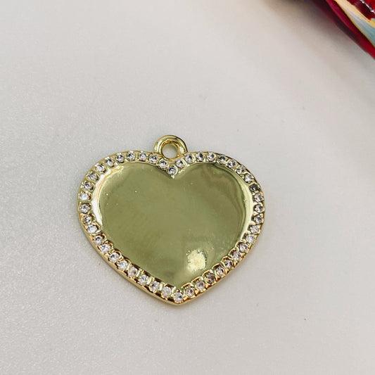 FO1065 Colgante Corazón borde con micro circones 20 x 24 mm mas argollita Figura Baño Oro Figuras Bañadas hecho de Bronce Bañado en Oro 18K Joyas Bañadas en Oro