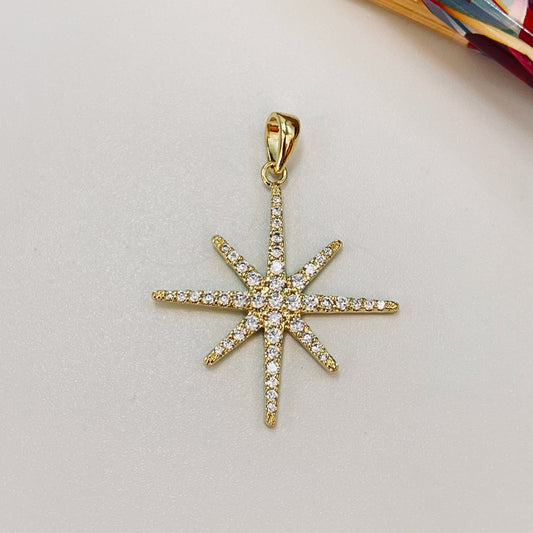 FO1068 Colgante Estrella Guía XL 27 x 27 mm mas valier Espesor 2 mm Figura Baño Oro Figuras Bañadas hecho de Bronce Bañado en Oro 18K Joyas Bañadas en Oro