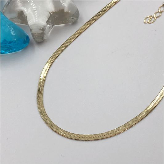 CO102 Cadena Cinta Fina 2 mm 38 cm Cadena Baño Oro Cadenas Bañadas en Oro y Plata hecho de Bronce Bañado en Oro 18K Joyas Bañadas en Oro