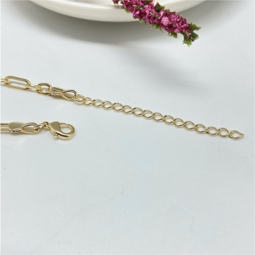 CO115 Cadena Alternada Cartier 7x4 mm Candado 5x4 mm Largo 34 CM + Extensor de 5 cm Cadena Baño Oro Cadenas Bañadas en Oro y Plata hecho de Bronce Bañado en Oro 18K Joyas Bañadas en Oro