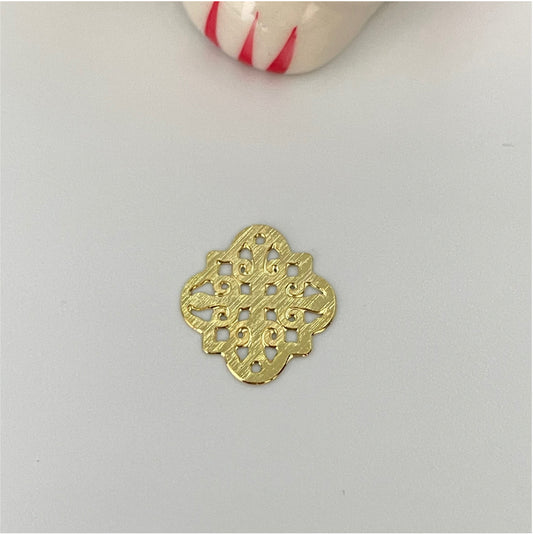 FO341 Mandala calada Rombo 13 mm Figura Baño Oro Figuras Bañadas en Oro y Plata hecho de Bronce Bañado en Oro 18K