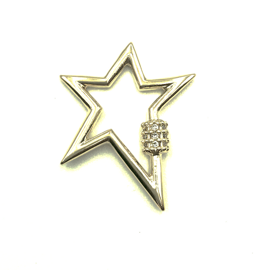 FO624 Falso Broche Estrella Circones 30 x 22 mm Figura Baño Oro Figuras Bañadas en Oro y Plata hecho de Bronce Bañado en Oro 18K