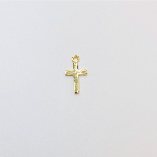 FO638 Colgante Mini Cruz 15 x 8 mm Figura Baño Oro Figuras Bañadas en Oro y Plata hecho de Bronce Bañado en Oro 18K