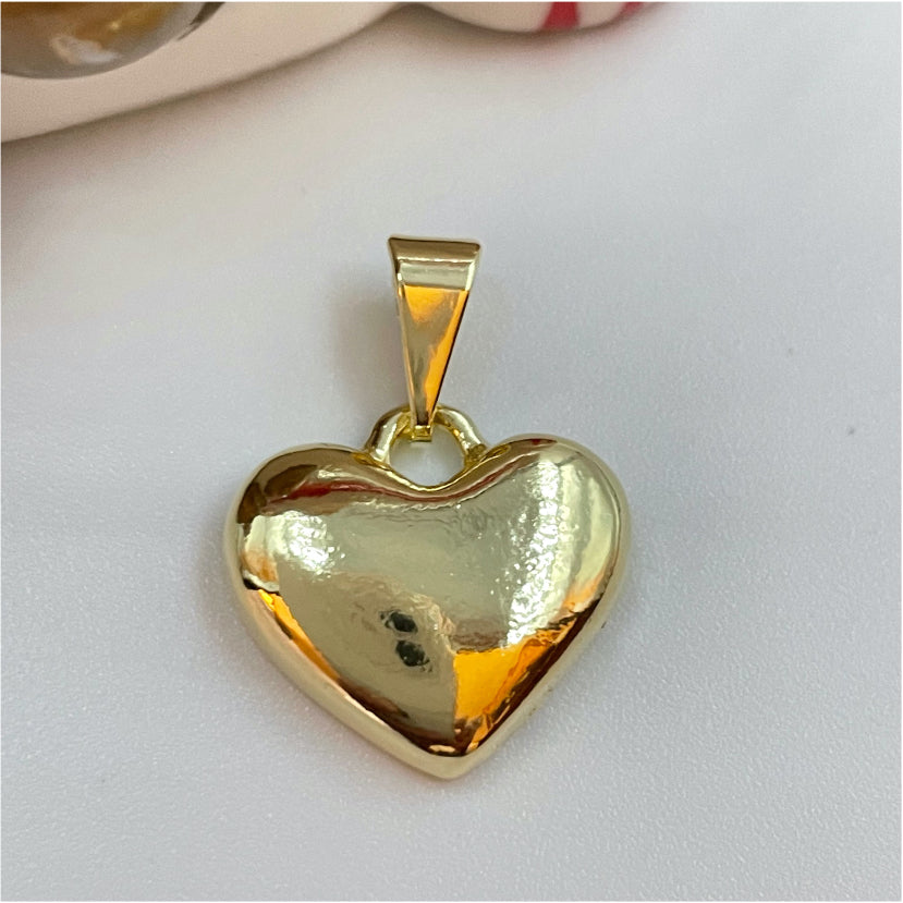 FO774 Colgante Corazón Liso 16x16 mm más Balier Figura Baño Oro Figuras Bañadas en Oro y Plata hecho de Bronce Bañado en Oro 18K