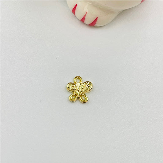 FO842 Colgante Mini Mariposa 9x9 mm incluye argollita Figura Baño Oro Figuras Bañadas en Oro y Plata hecho de Bronce Bañado en Oro 18K Joyas Bañadas en Oro