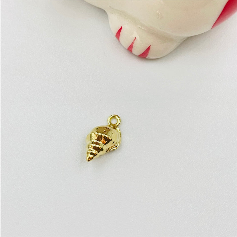 FO846 Colgante Mini Caracol de Mar 12x6 mm incluye argollita Figura Baño Oro Figuras Bañadas en Oro y Plata hecho de Bronce Bañado en Oro 18K Joyas Bañadas en Oro