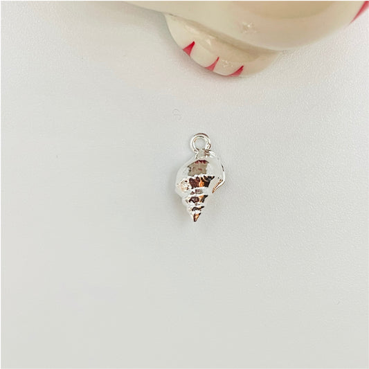 FP846 Colgante Mini Caracol de Mar 12x6 mm incluye argollita Figura Baño Plata Figuras Bañadas en Oro y Plata hecho de Bronce Bañado en Plata 50 ml Joyas Bañadas en Plata