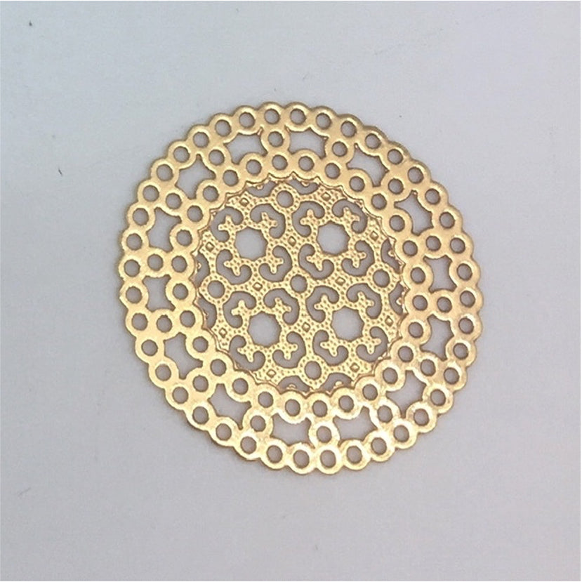 FO144 Mandala Calada diá. 27 mm Figura Baño Oro Figuras Bañadas en Oro y Plata hecho de Bronce Bañado en Oro 18K