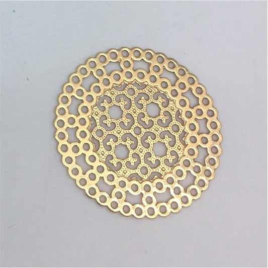 FO144 Mandala Calada diá. 27 mm Figura Baño Oro Figuras Bañadas en Oro y Plata hecho de Bronce Bañado en Oro 18K