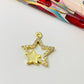 FO906 Colgante Estrella Circones y Mini Estrella Lisa 15x15 mm más argollita Figura Baño Oro